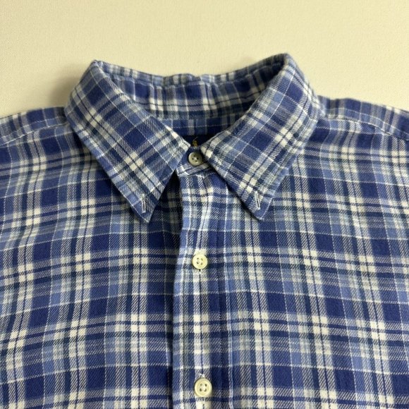 Polo Ralph Lauren Shirt Mens Size 1XB Flannel Blue Plaid Button Down Preppy‎ - Picture 5 of 9